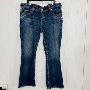 Silver Jeans Suki Mid-Rise Bootcut 22/32 Embellished Pockets Womens Size 22 x 32